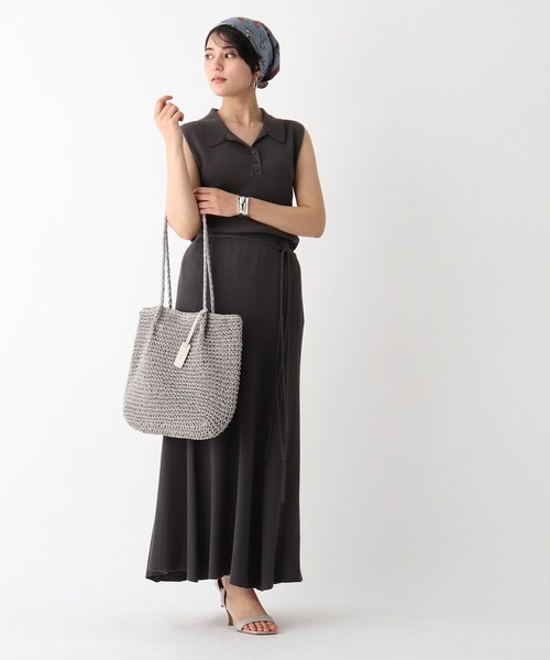 OPAQUE.CLIP(オペークドットクリップ)の「◆雑材ペーパーかぎ編みトートバッグ(トートバッグ・レディース・ベージュ/グレー/ブラック系1/ベージュ系1・00)」の15枚目の写真