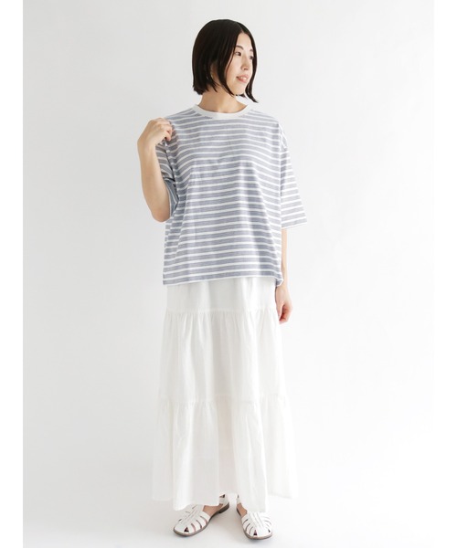 Lugnoncure（ルノンキュール）の「麻混ティアードスカート（スカート・レディース・オフホワイト/ホワイト/ブラック・ﾌﾘ-）」の8枚目の写真