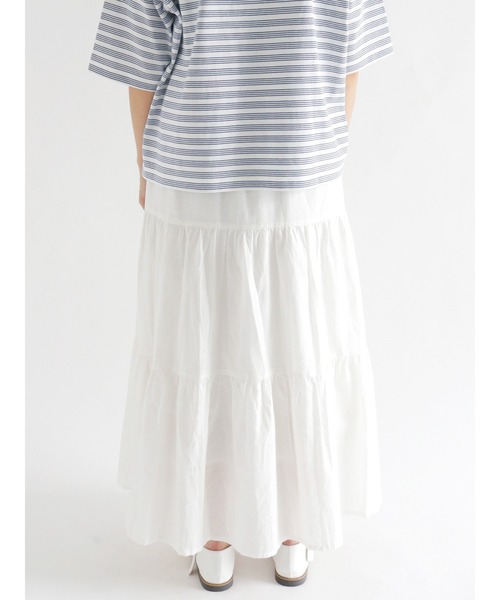 Lugnoncure（ルノンキュール）の「麻混ティアードスカート（スカート・レディース・オフホワイト/ホワイト/ブラック・ﾌﾘ-）」の10枚目の写真