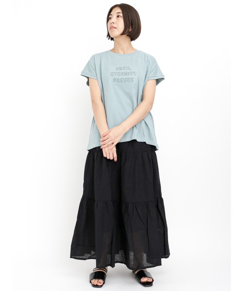 Lugnoncure（ルノンキュール）の「麻混ティアードスカート（スカート・レディース・オフホワイト/ホワイト/ブラック・ﾌﾘ-）」の7枚目の写真