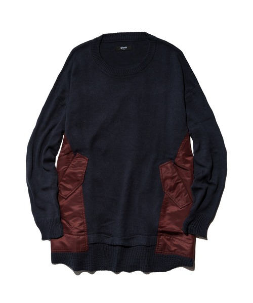 glamb（グラム）の「Military Remake Knit / ミリタリーリメイクニット（ニット/セーター・メンズ・ブラック×カーキ/ネイビー系・M/L/S）」の4枚目の写真