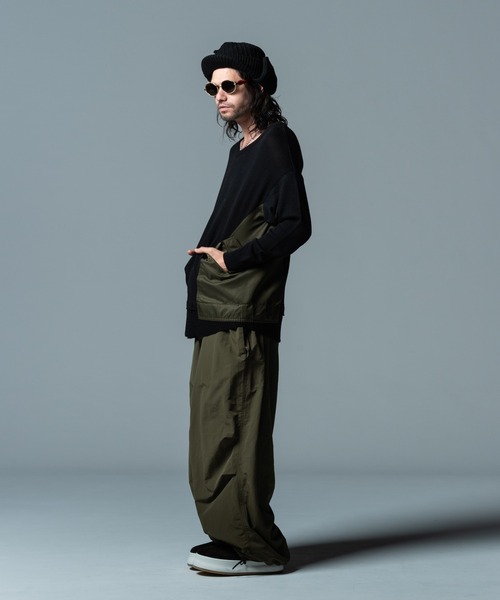 glamb（グラム）の「Military Remake Knit / ミリタリーリメイクニット（ニット/セーター・メンズ・ブラック×カーキ/ネイビー系・M/L/S）」の14枚目の写真