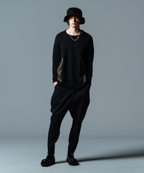 glamb（グラム）の「Military Remake Knit / ミリタリーリメイクニット（ニット/セーター・メンズ・ブラック×カーキ/ネイビー系・M/L/S）」の15枚目の写真