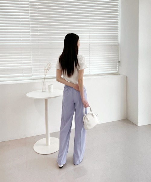 by muni:r（バイ ムニール）の「ウェーブリブ半袖カーディガン（ニット/セーター・レディース・ブラック/ピンク/イエロー/ブルー/グリーン/アイボリー・FREE）」の18枚目の写真