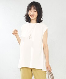 【接触冷感・UVケア】バックフレアヘム カットソー