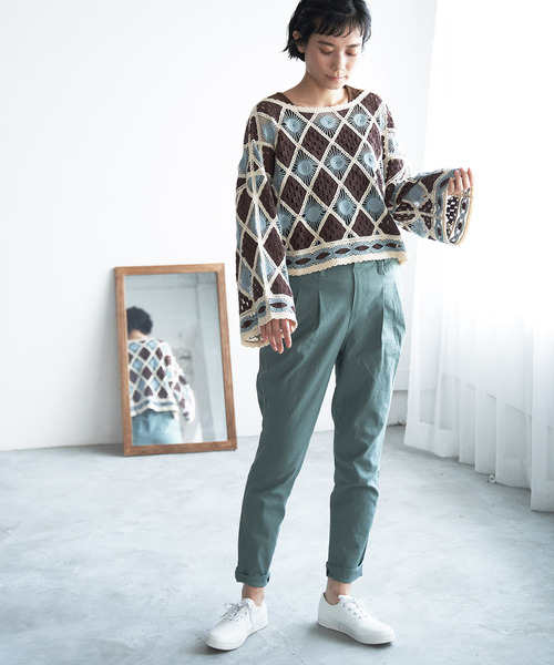 LBC（エルビーシー）の「リネンコンストレッチテーパード（その他パンツ・レディース・オレンジ/チャコールグレー/グリーン/オフホワイト・M/S/L）」の5枚目の写真