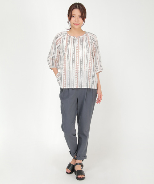 LBC（エルビーシー）の「リネンコンストレッチテーパード（その他パンツ・レディース・オレンジ/チャコールグレー/グリーン/オフホワイト・M/S/L）」の10枚目の写真