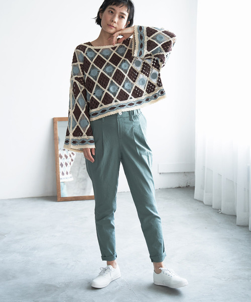 LBC（エルビーシー）の「リネンコンストレッチテーパード（その他パンツ・レディース・オレンジ/チャコールグレー/グリーン/オフホワイト・M/S/L）」の6枚目の写真