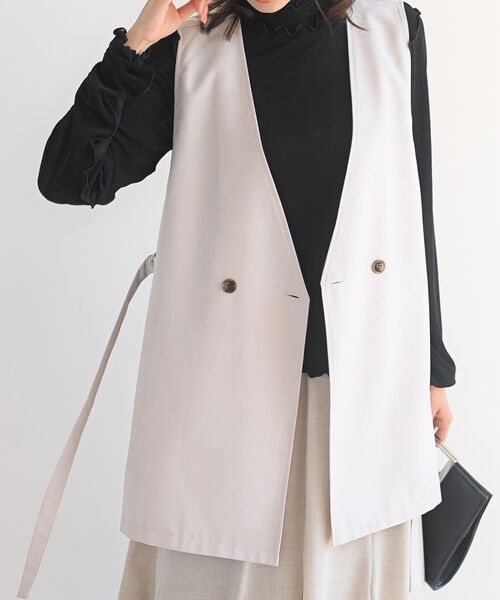 rps（アールピーエス）の「サイドベルトジレベスト（ベスト・レディース・ブラック/ベージュ系その他3/グレー系その他/アイボリー・フリー）」の9枚目の写真