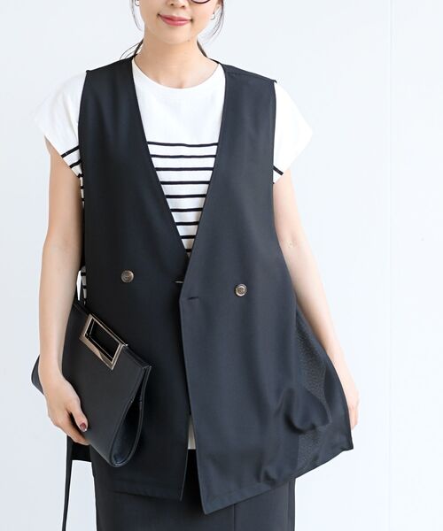 rps（アールピーエス）の「サイドベルトジレベスト（ベスト・レディース・ブラック/ベージュ系その他3/グレー系その他/アイボリー・フリー）」の17枚目の写真