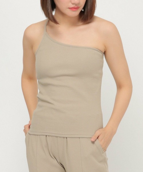 ikka（イッカ）の「テレコカップ付きワンショル（キャミソール・レディース・ベージュ/チャコールグレー/ピンク系その他・M/L）」の3枚目の写真