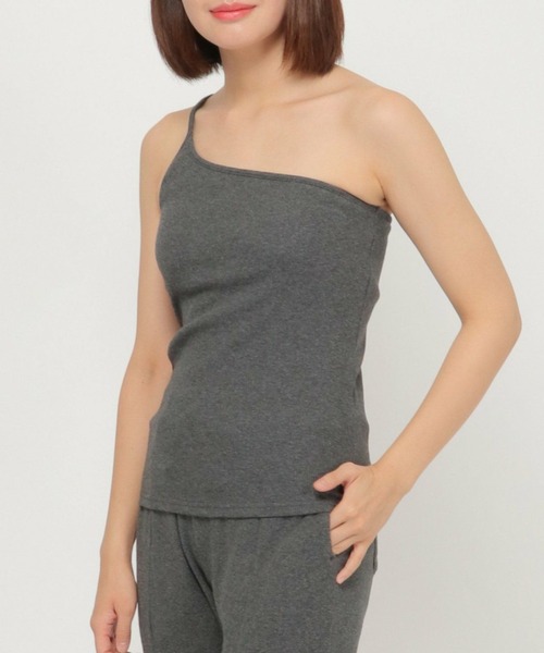 ikka（イッカ）の「テレコカップ付きワンショル（キャミソール・レディース・ベージュ/チャコールグレー/ピンク系その他・M/L）」の2枚目の写真