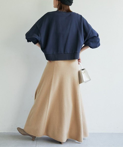 GALLARDAGALANTE(ガリャルダガランテ)の「ドルマンショートロゴスェット【オンラインストア限定商品】(スウェット・レディース・ネイビー/オフホワイト・FREE)」の8枚目の写真