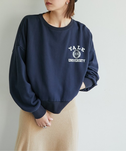 GALLARDAGALANTE(ガリャルダガランテ)の「ドルマンショートロゴスェット【オンラインストア限定商品】(スウェット・レディース・ネイビー/オフホワイト・FREE)」の3枚目の写真