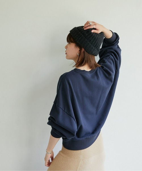 GALLARDAGALANTE(ガリャルダガランテ)の「ドルマンショートロゴスェット【オンラインストア限定商品】(スウェット・レディース・ネイビー/オフホワイト・FREE)」の4枚目の写真