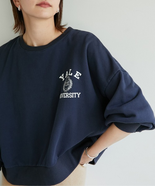 GALLARDAGALANTE(ガリャルダガランテ)の「ドルマンショートロゴスェット【オンラインストア限定商品】(スウェット・レディース・ネイビー/オフホワイト・FREE)」の5枚目の写真