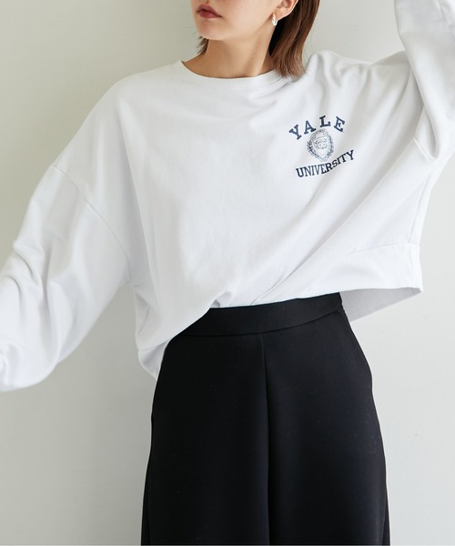 GALLARDAGALANTE(ガリャルダガランテ)の「ドルマンショートロゴスェット【オンラインストア限定商品】(スウェット・レディース・ネイビー/オフホワイト・FREE)」の9枚目の写真