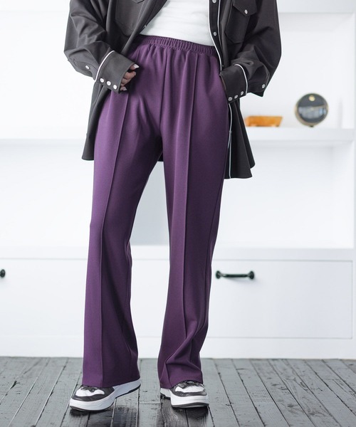 PBLIM（ページボーイリム）の「PAGEBOYLIM/イージーストレートパンツ（スラックス・レディース・パープル/オレンジ/レオパード・FREE）」の2枚目の写真