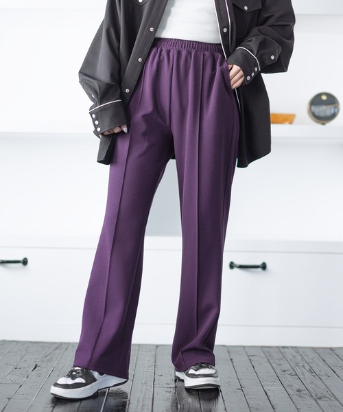 PBLIM（ページボーイリム）の「PAGEBOYLIM/イージーストレートパンツ（スラックス・レディース・パープル/オレンジ/レオパード・FREE）」の17枚目の写真