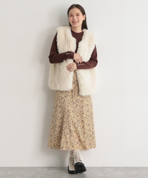 mysty woman(ミスティウーマン)の「エコファーベスト 123272(その他アウター・レディース・アイボリー/ブラック/モカ/ベージュ系その他・FREE)」の5枚目の写真