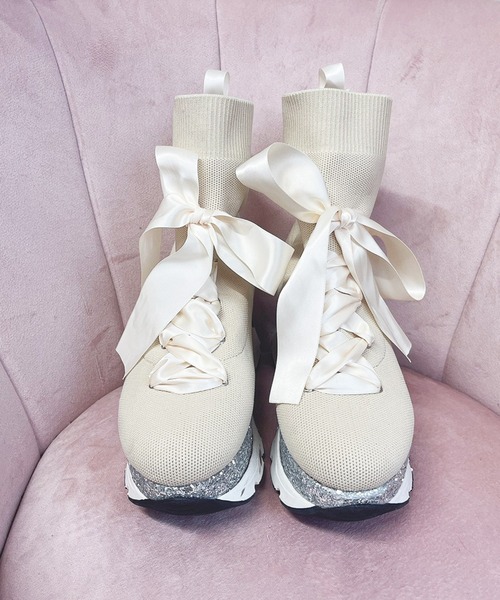 Swankiss（スワンキス）の「EV ribbon knit sneaker（スニーカー・レディース・ブラック/オフホワイト・MEDIUM/LARGE）」の6枚目の写真