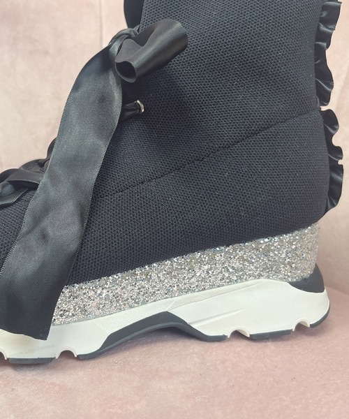 Swankiss（スワンキス）の「EV ribbon knit sneaker（スニーカー・レディース・ブラック/オフホワイト・MEDIUM/LARGE）」の3枚目の写真