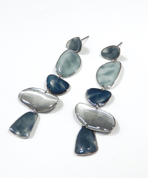 The Rule（ザルール）の「The Rule ザルール : Mellow pieced earring: メロウ ロングピアス（ピアス（両耳用）・レディース・オレンジ/ネイビー/アイボリー・FREE）」の3枚目の写真