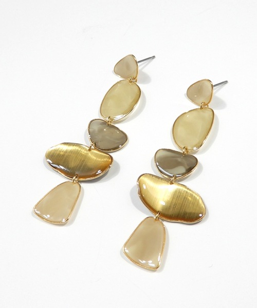 The Rule（ザルール）の「The Rule ザルール : Mellow pieced earring: メロウ ロングピアス（ピアス（両耳用）・レディース・オレンジ/ネイビー/アイボリー・FREE）」の2枚目の写真