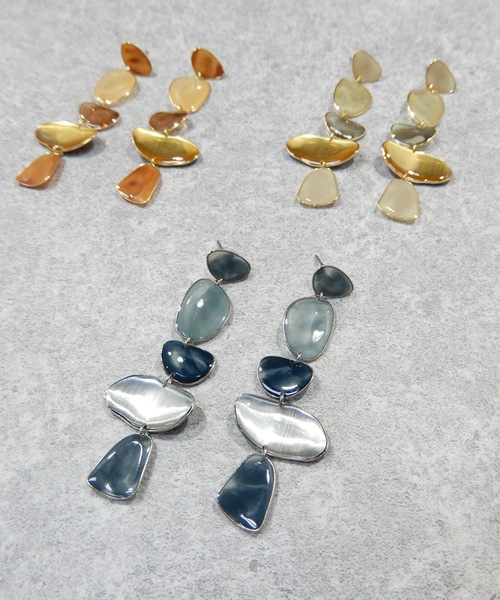 The Rule（ザルール）の「The Rule ザルール : Mellow pieced earring: メロウ ロングピアス（ピアス（両耳用）・レディース・オレンジ/ネイビー/アイボリー・FREE）」の5枚目の写真