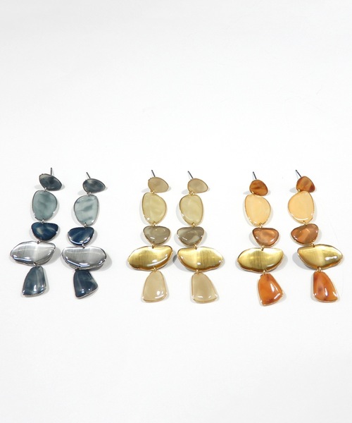 The Rule（ザルール）の「The Rule ザルール : Mellow pieced earring: メロウ ロングピアス（ピアス（両耳用）・レディース・オレンジ/ネイビー/アイボリー・FREE）」の6枚目の写真