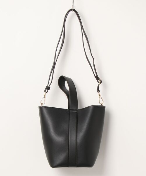 HONEYSUCKLE ROSE（ハニーサックルローズ）の「【HONEYSUCKLE ROSE】フェイクレザーワンハンドルバッグ（ハンドバッグ・レディース・ブラック/ベージュ・ONE SIZE）」の3枚目の写真