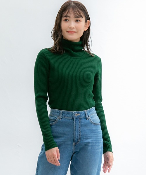 Honeys（ハニーズ）の「あったかリブ編タートル（ニット/セーター・レディース・ピンク/ブラウン/ブラック/ベージュ/アイボリー/パープル/レッド/グリーン/ターコイズブルー・LL/S/M/L）」の6枚目の写真