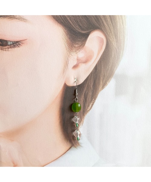 tone(トーン)の「【-lensa-】グリーンとクリアでさっぱりピアス(MA)(ピアス(両耳用)・レディース・グリーン・FREE)」の6枚目の写真
