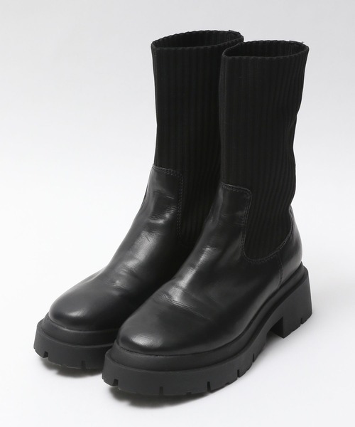 PAGEBOY(ページボーイ)の「ニットソックスブーツ(ブーツ・レディース・ブラック/オフホワイト・M/L)」の4枚目の写真