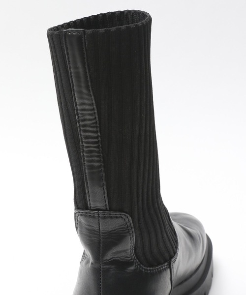 PAGEBOY(ページボーイ)の「ニットソックスブーツ(ブーツ・レディース・ブラック/オフホワイト・M/L)」の9枚目の写真