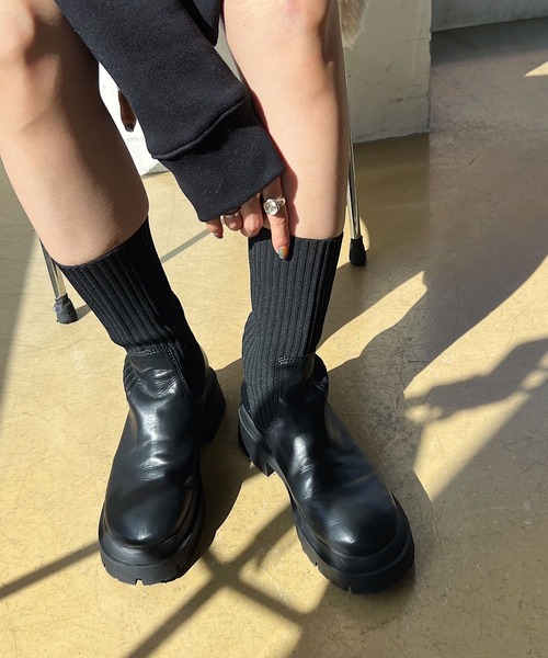 PAGEBOY(ページボーイ)の「ニットソックスブーツ(ブーツ・レディース・ブラック/オフホワイト・M/L)」の18枚目の写真