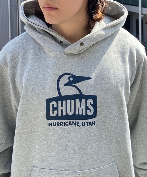 CHUMS（チャムス）の「CHUMS/チャムス オーバーサイズ ブービーパーカー/裏起毛 ワンポイント プリントロゴフーディ/プルオーバーパーカー/Booby Face Pullover Parka CH00-1303（パーカー・メンズ・グレー/ブラック/グリーン/レッド/ホワイト・XL/L/M）」の15枚目の写真