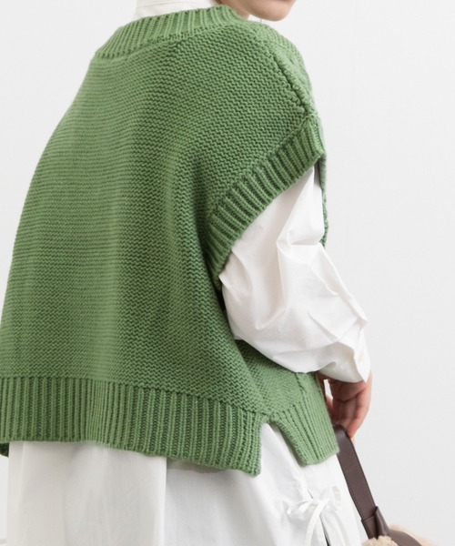 POU DOU DOU(プードゥドゥ)の「ケーブル編みポップコーンニットベスト(ベスト・レディース・グレー/カーキ/キナリ・3)」の20枚目の写真