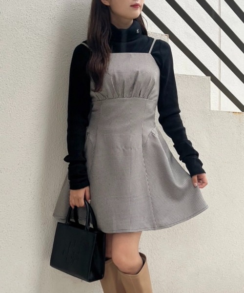 one after another NICE CLAUP（ワンアフターアナザーナイスクラップ）の「ビンテージガーリーなミニキャミワンピース（ワンピース・レディース・アイボリー/ブラック/ブラック系その他・FREE）」の3枚目の写真