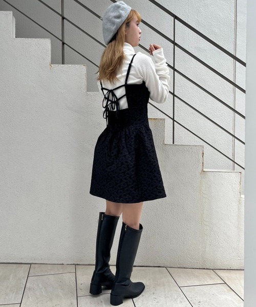 one after another NICE CLAUP（ワンアフターアナザーナイスクラップ）の「ビンテージガーリーなミニキャミワンピース（ワンピース・レディース・アイボリー/ブラック/ブラック系その他・FREE）」の9枚目の写真