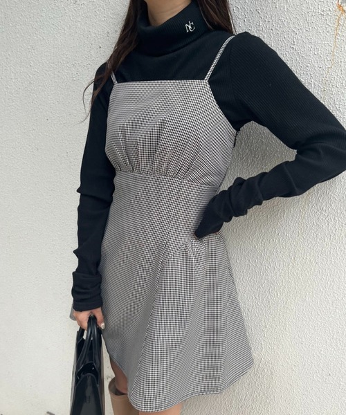 one after another NICE CLAUP（ワンアフターアナザーナイスクラップ）の「ビンテージガーリーなミニキャミワンピース（ワンピース・レディース・アイボリー/ブラック/ブラック系その他・FREE）」の12枚目の写真