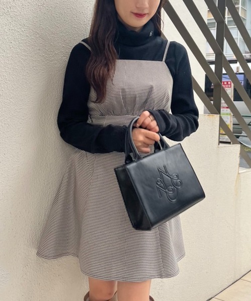 one after another NICE CLAUP（ワンアフターアナザーナイスクラップ）の「ビンテージガーリーなミニキャミワンピース（ワンピース・レディース・アイボリー/ブラック/ブラック系その他・FREE）」の15枚目の写真