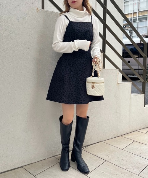 one after another NICE CLAUP（ワンアフターアナザーナイスクラップ）の「ビンテージガーリーなミニキャミワンピース（ワンピース・レディース・アイボリー/ブラック/ブラック系その他・FREE）」の10枚目の写真