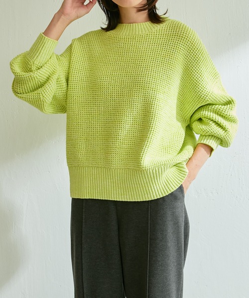 COLLAGE GALLARDAGALANTE（コラージュガリャルダガランテ）の「メランジニット（ニット/セーター・レディース・ライム/ピンク・FREE）」の4枚目の写真