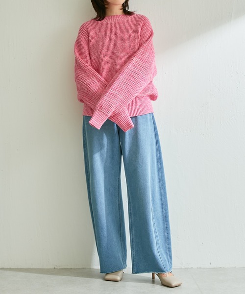 COLLAGE GALLARDAGALANTE（コラージュガリャルダガランテ）の「メランジニット（ニット/セーター・レディース・ライム/ピンク・FREE）」の16枚目の写真