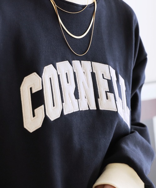 reca（レカ）の「裏起毛ロゴ入りバイカラースウェットプルオーバー（スウェット・レディース・オートミール/ネイビー/グレー・FREE）」の15枚目の写真