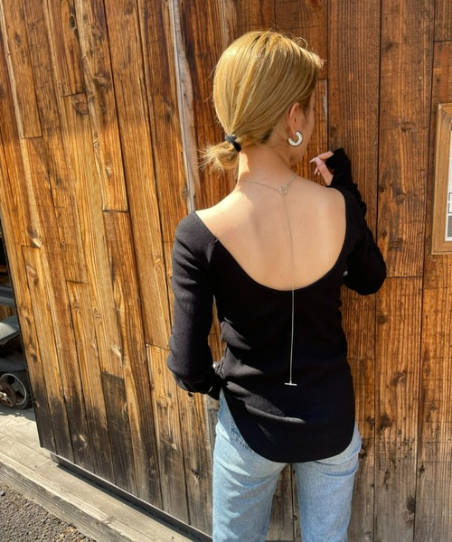 AIC.（エーアイシー）の「再入荷 パッド付バックオープンアームカバーリブトップス（Tシャツ/カットソー・レディース・ホワイト系/ブラック/モカ/ダークグレー/オフホワイト/チャコールグレー・FREE）」の11枚目の写真