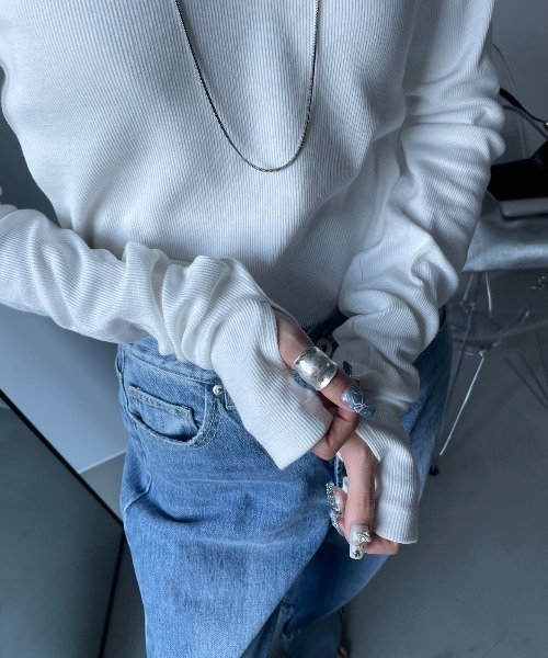 AIC.（エーアイシー）の「再入荷 パッド付バックオープンアームカバーリブトップス（Tシャツ/カットソー・レディース・ホワイト系/ブラック/モカ/ダークグレー/オフホワイト/チャコールグレー・FREE）」の22枚目の写真