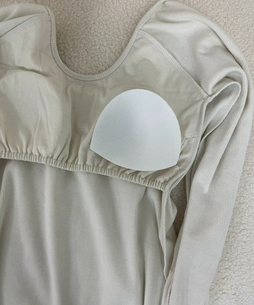 AIC.（エーアイシー）の「再入荷 パッド付バックオープンアームカバーリブトップス（Tシャツ/カットソー・レディース・ホワイト系/ブラック/モカ/ダークグレー/オフホワイト/チャコールグレー・FREE）」の10枚目の写真