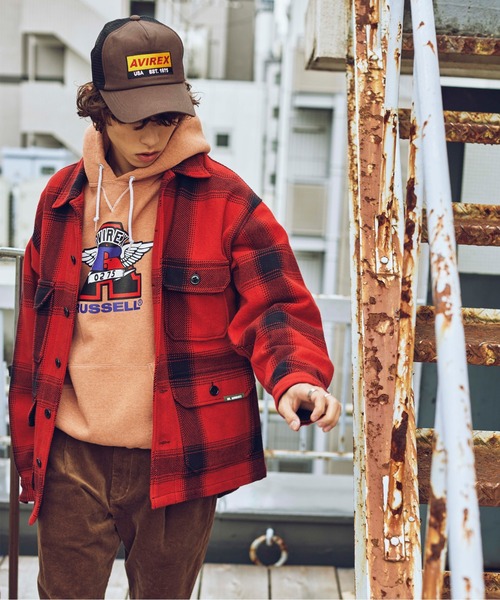 AVIREX（アヴィレックス）の「【RUSSELL ATHLETIC × AVIREX】PULL-OVER PARKA / プルオーバー パーカー / ラッセル アスレティック / アヴィレックス（パーカー・メンズ・オレンジ/その他/その他1・L/2XL/M/XL）」の6枚目の写真